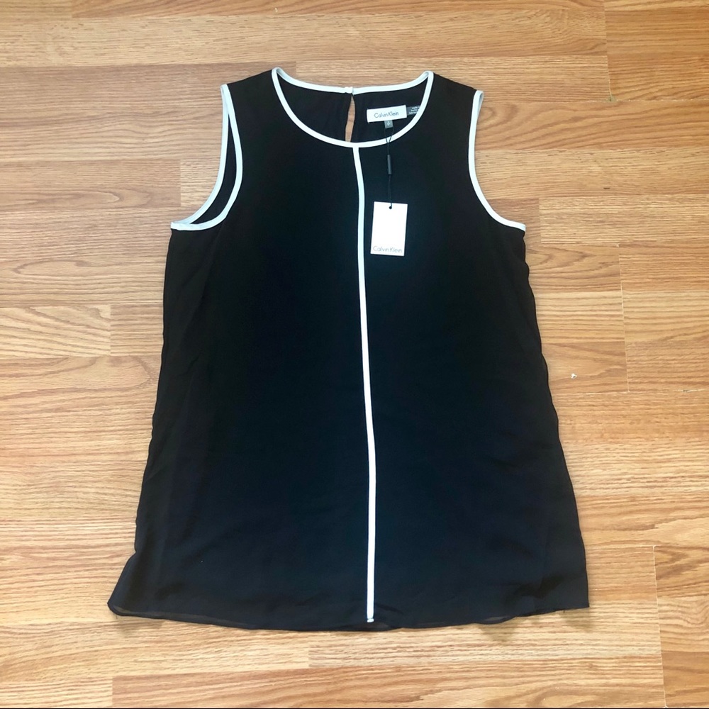NWT! Calvin Klein Black Sleeveless Blouse | Size S